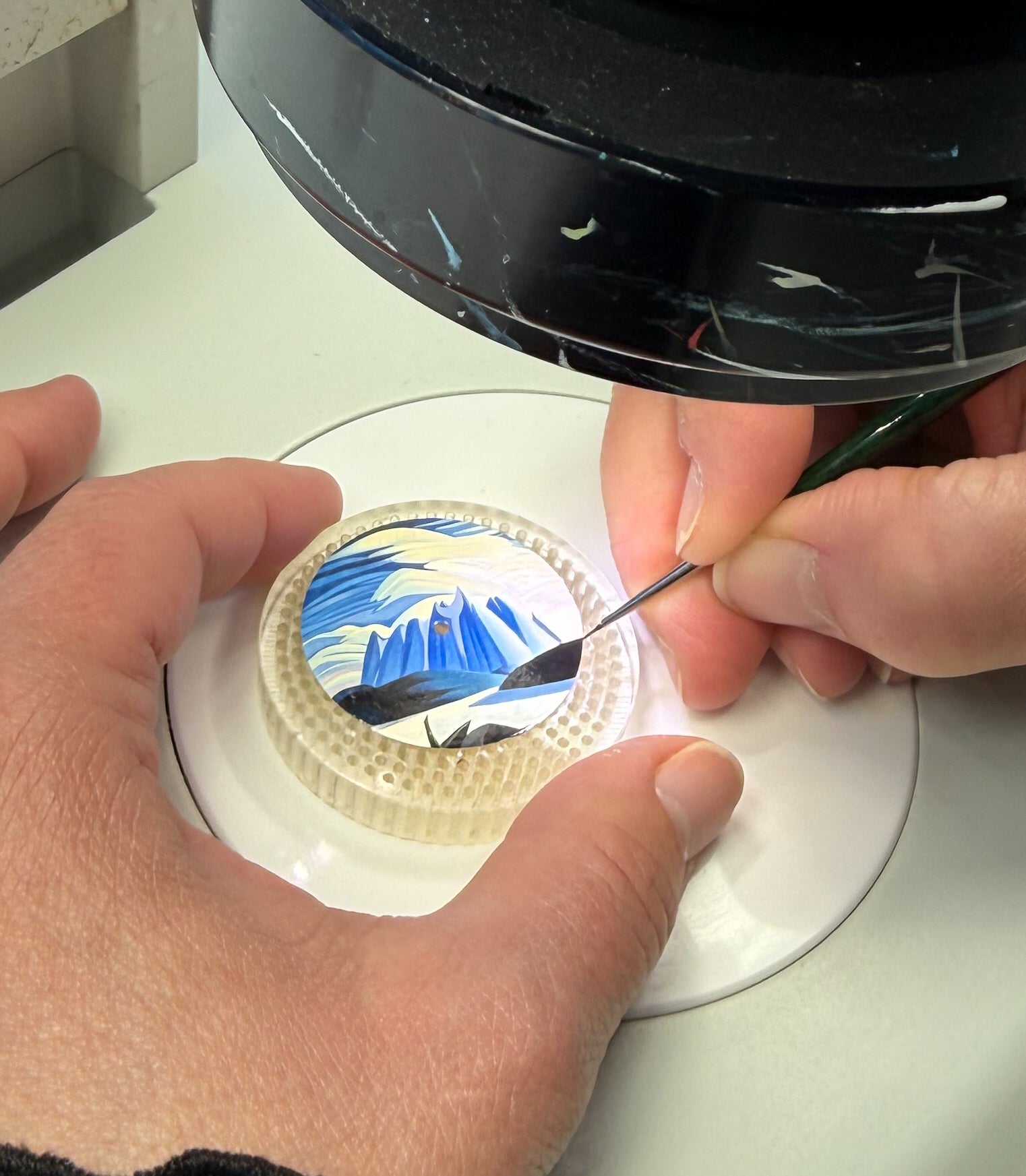 Dial being Hand‑painted close‑up