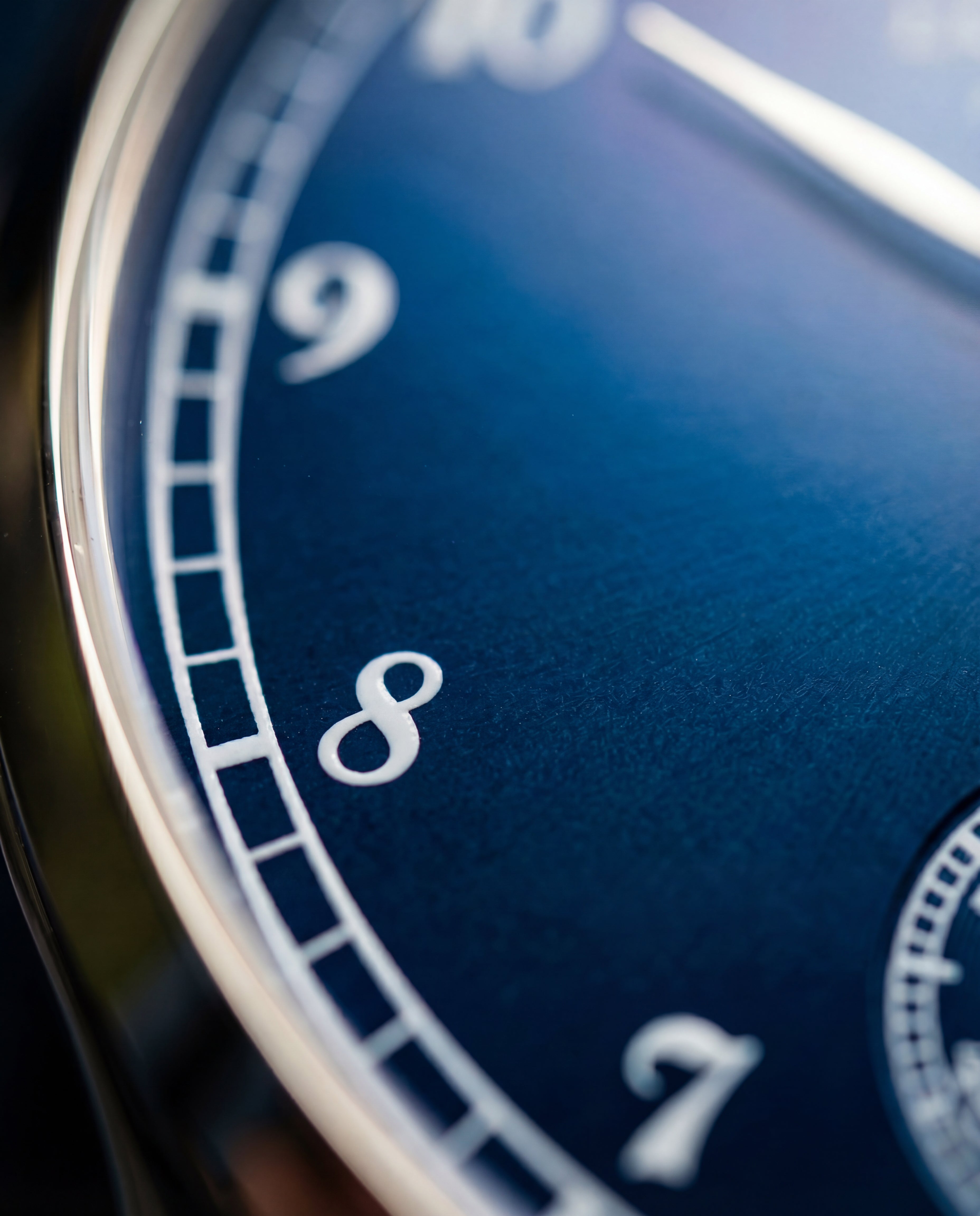 Sunburst blue dial macro numeral shot